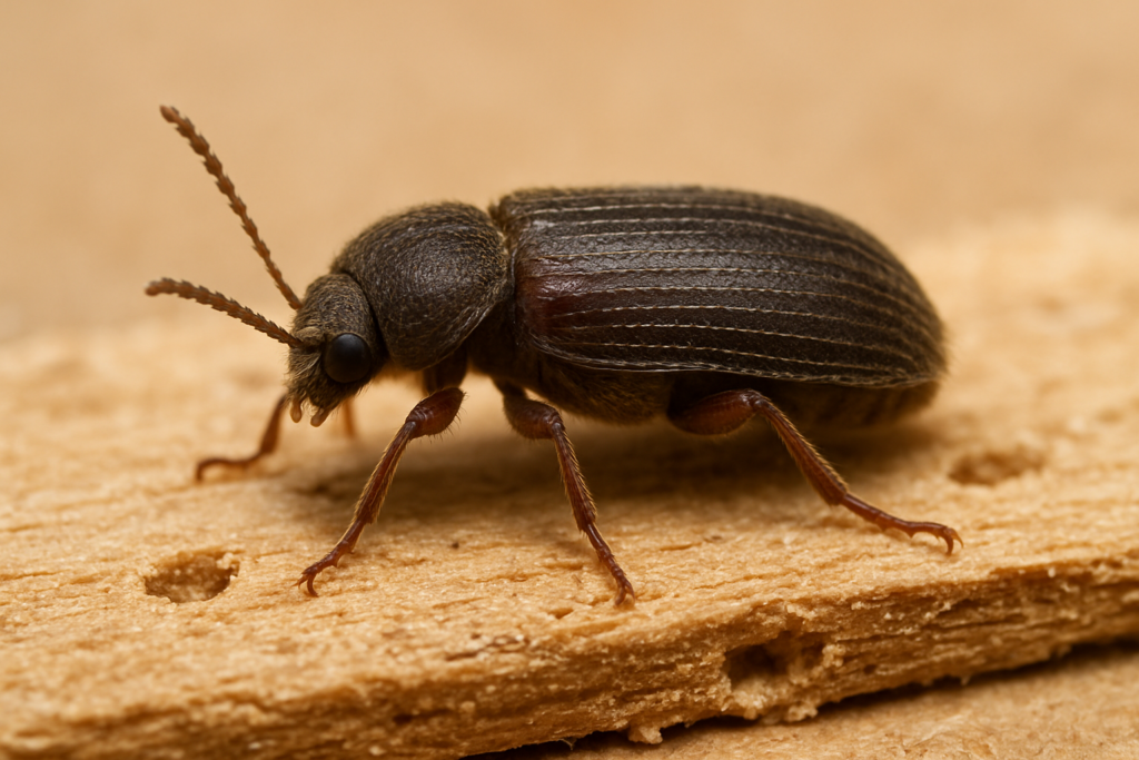 cervotoc, malý černý brouk, brouci v paneláku